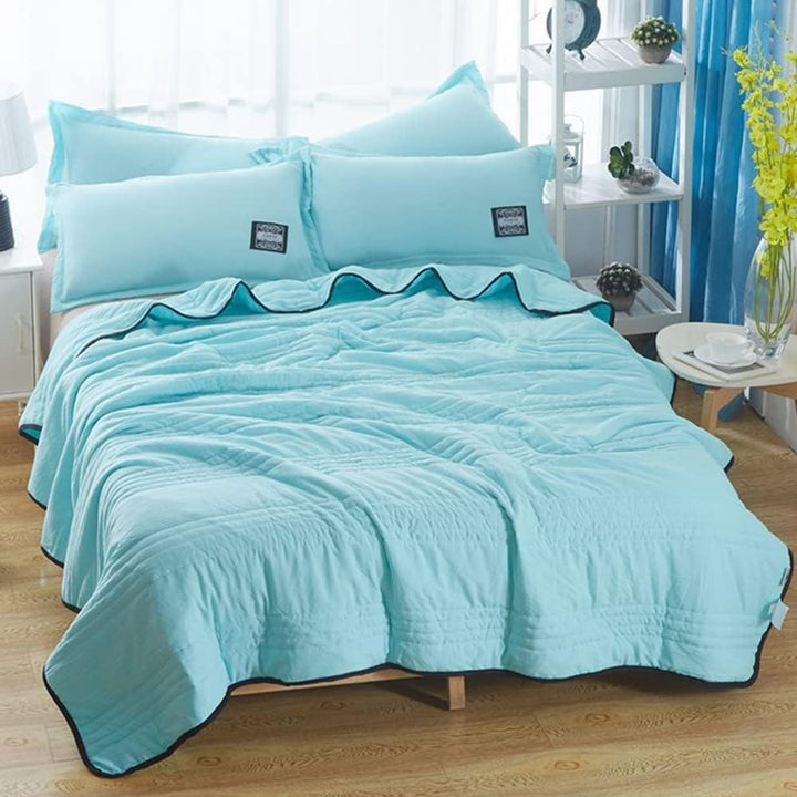 Cooling Blanket with Channel Quilted Design and Contrast Trim for Hot Sleepers