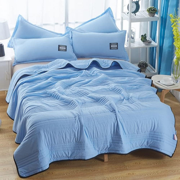 Cooling Blanket with Channel Quilted Design and Contrast Trim for Hot Sleepers