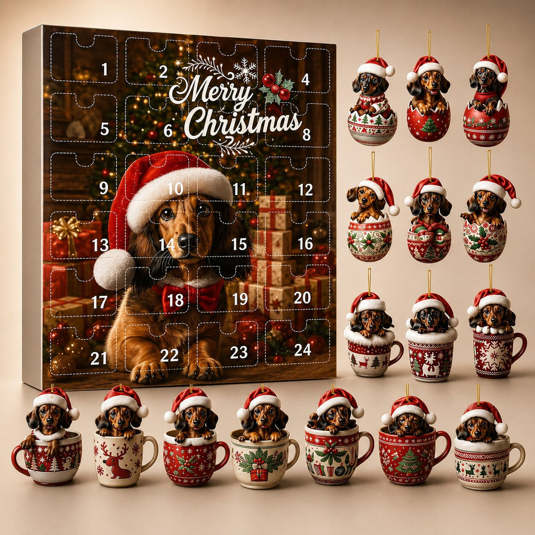 Dachshund Advent Calendar 2026 with 24 Festive Dachshund Designs