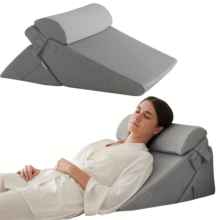 RelaxPlus Adjustable Orthopedic Wedge Pillow - Premium 7-in-1 Memory Foam Support System