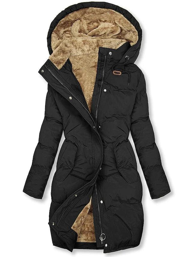 Women's long hooded coat with full lining