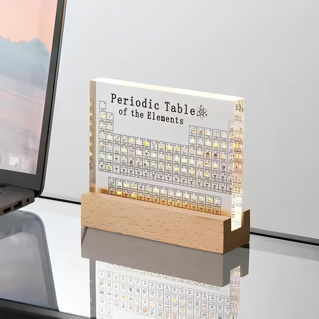 Illuminated Periodic Table with Real Elements - Elementa