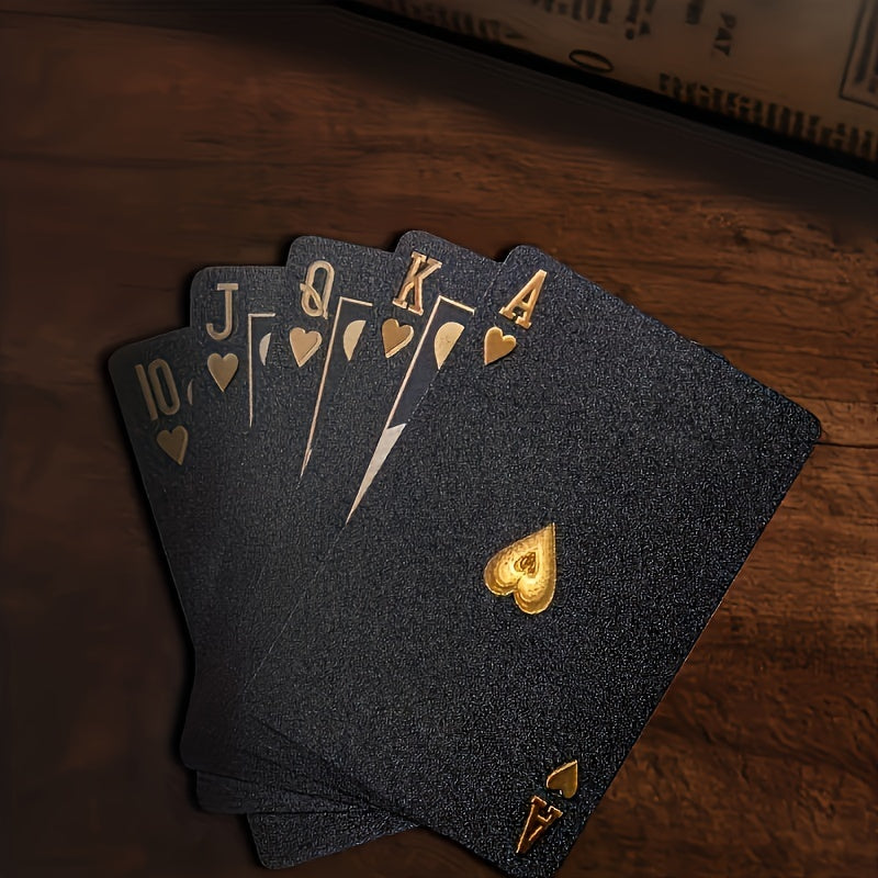 Luxurious Black Playing Cards - Waterproof & Flexible with Storage Box - Noctura