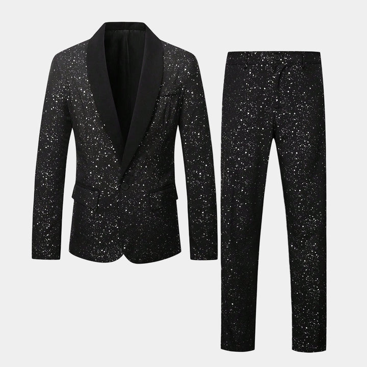 Men's Glitter Suit Jacket and Pants - Black
