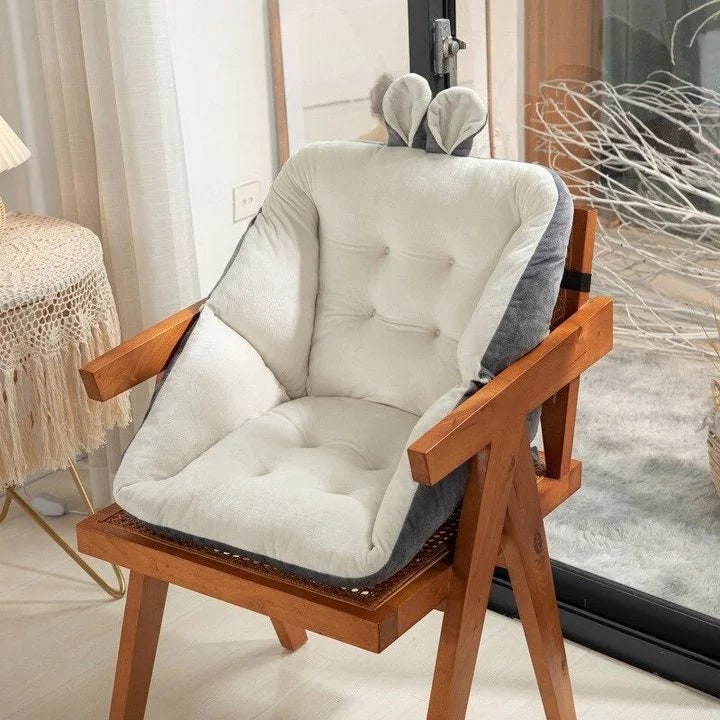 Desk Chair Seat Cushion with Pressure Relief Ergonomic Plush Tufted Design and Integrated Backrest