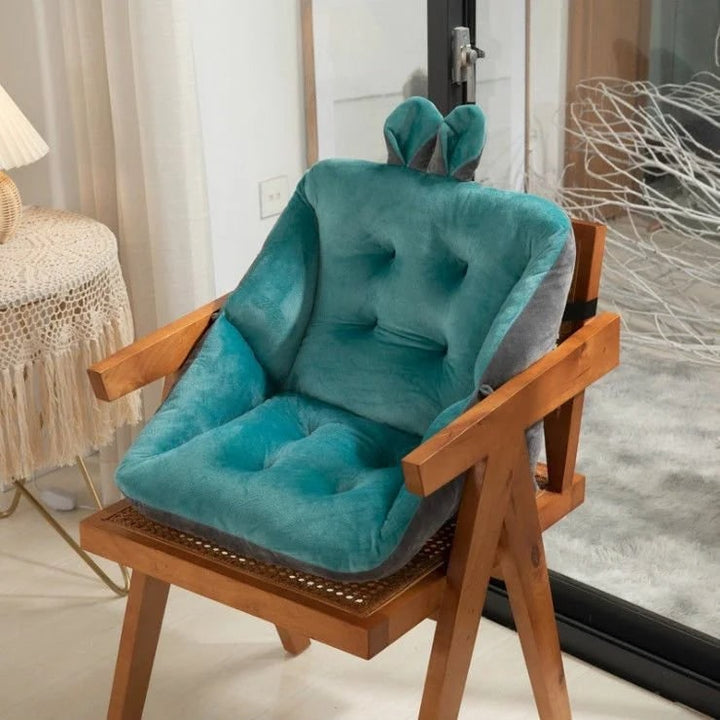 Desk Chair Seat Cushion with Pressure Relief Ergonomic Plush Tufted Design and Integrated Backrest