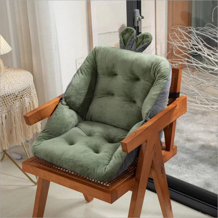 Desk Chair Seat Cushion with Pressure Relief Ergonomic Plush Tufted Design and Integrated Backrest