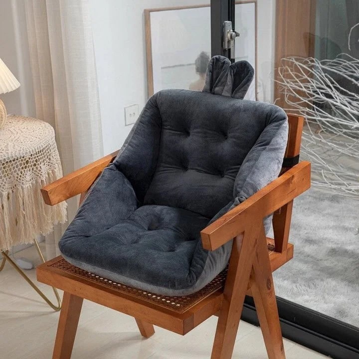 Desk Chair Seat Cushion with Pressure Relief Ergonomic Plush Tufted Design and Integrated Backrest