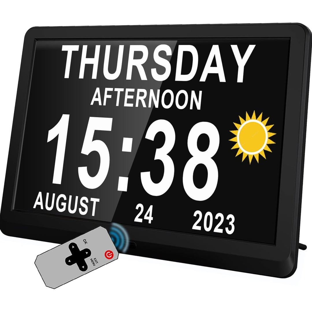 Digital Clock with Seconds and Large 10-Inch Display for Seniors with Calendar Day and Date