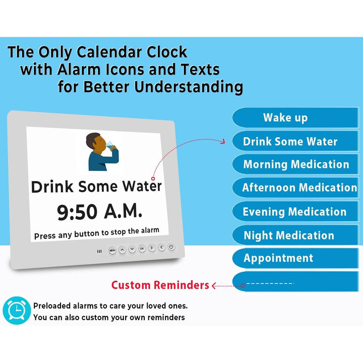 Digital Clock with Seconds and Large 10-Inch Display for Seniors with Calendar Day and Date
