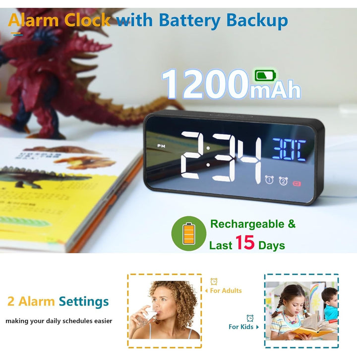 Digital Clock with Seconds and Large 10-Inch Display for Seniors with Calendar Day and Date