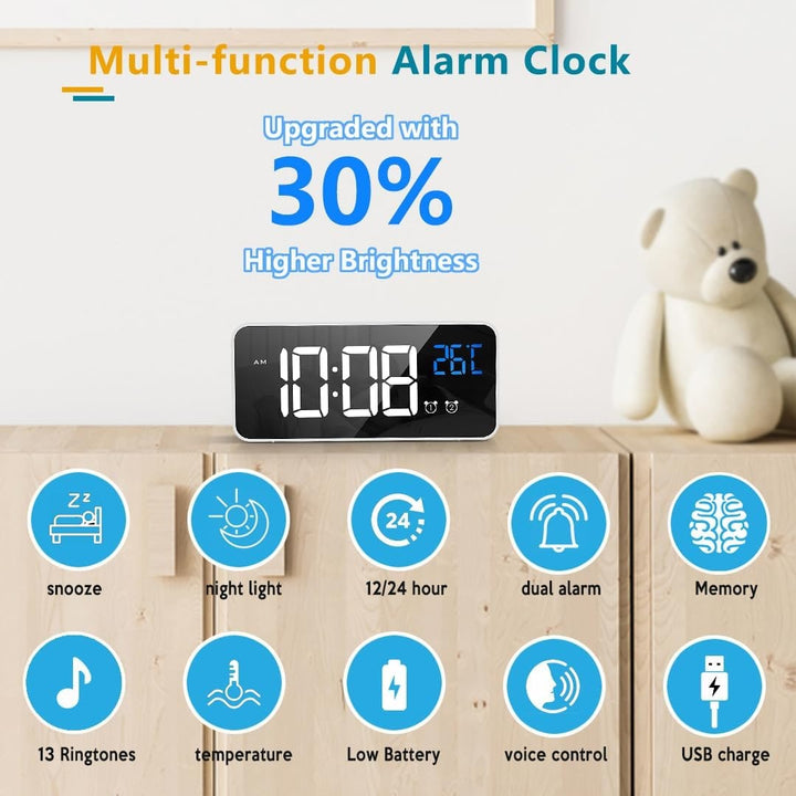 Digital Clock with Seconds and Large 10-Inch Display for Seniors with Calendar Day and Date