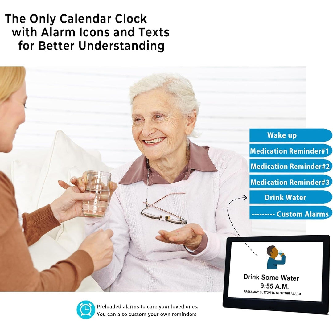 Digital Clock with Seconds and Large 10-Inch Display for Seniors with Calendar Day and Date
