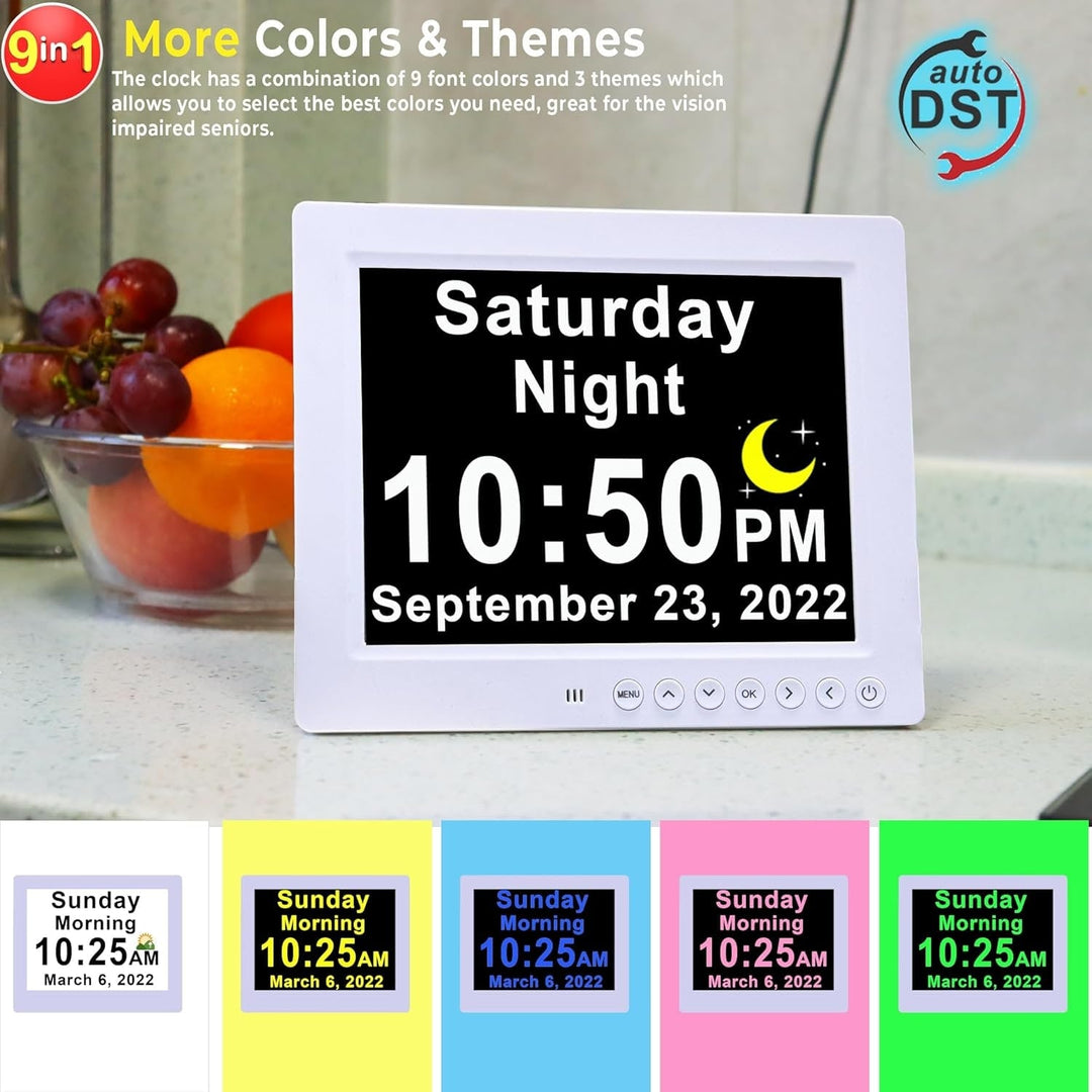 Digital Clock with Seconds and Large 10-Inch Display for Seniors with Calendar Day and Date