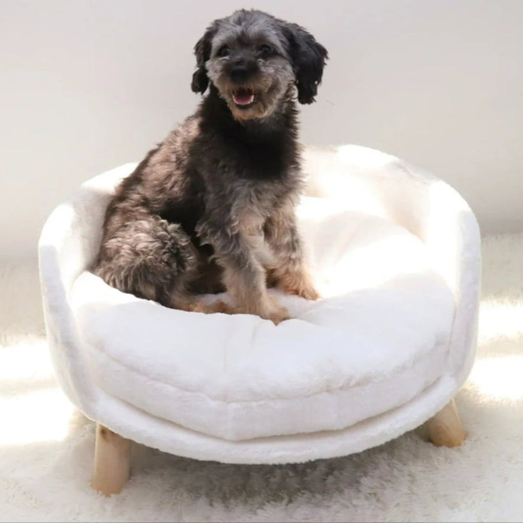Elevated Round Plush Pet Bed Chair