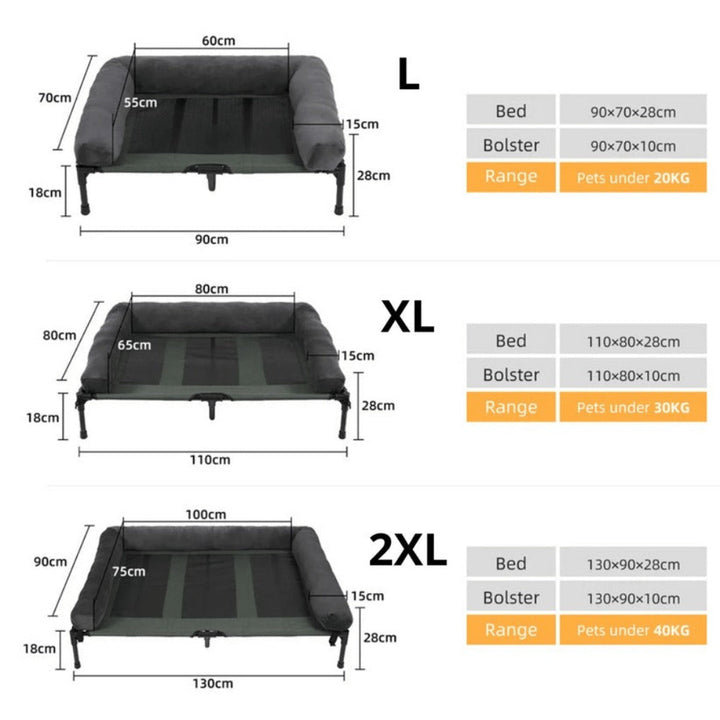 Bolster Bed for Large Dogs Spacious Raised Design
