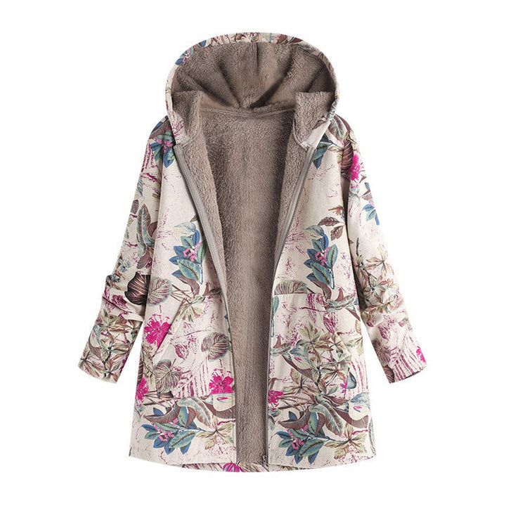 Vintage-Inspired Printed Jacket with Front Pockets