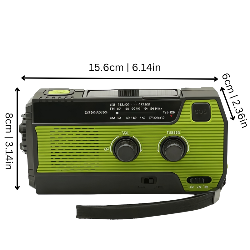 Emergency Radio with Solar Panel Hand Crank LED Flashlight and Power Bank