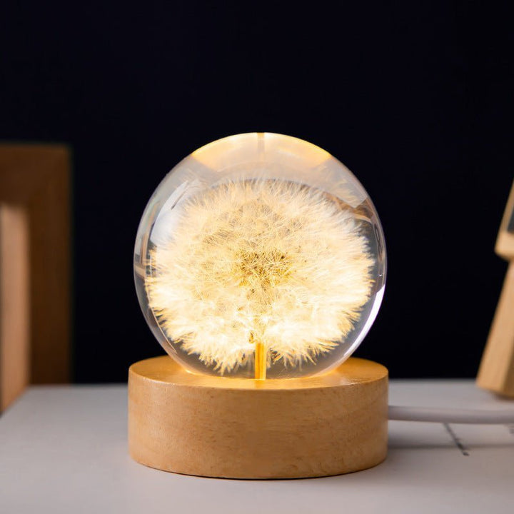 Crystal Ball Lamp with Everlasting Flowers – Lumora