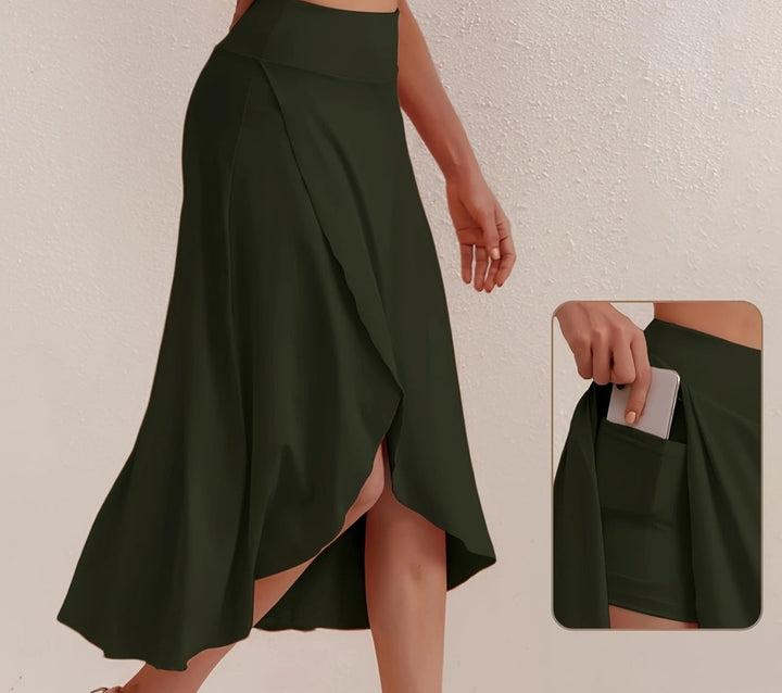 Sporty High-Waisted Skirt with Asymmetric Cut - Alexia
