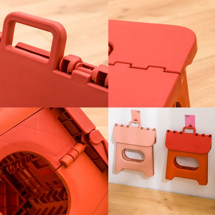 Folding Step Stool with Built-In Handle Lightweight Portable Plastic Design