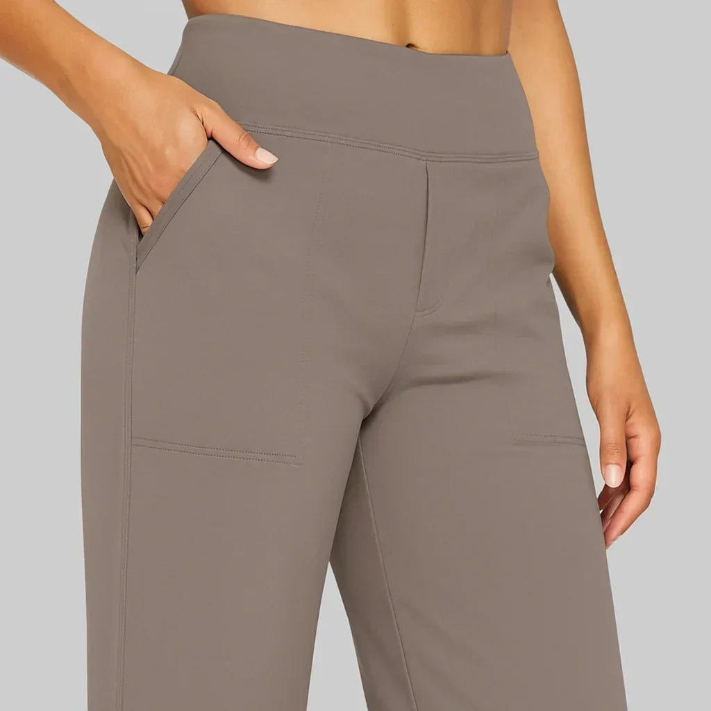Women's Stretch Pants with High Waist, Soft, Breathable, Straight Cut
