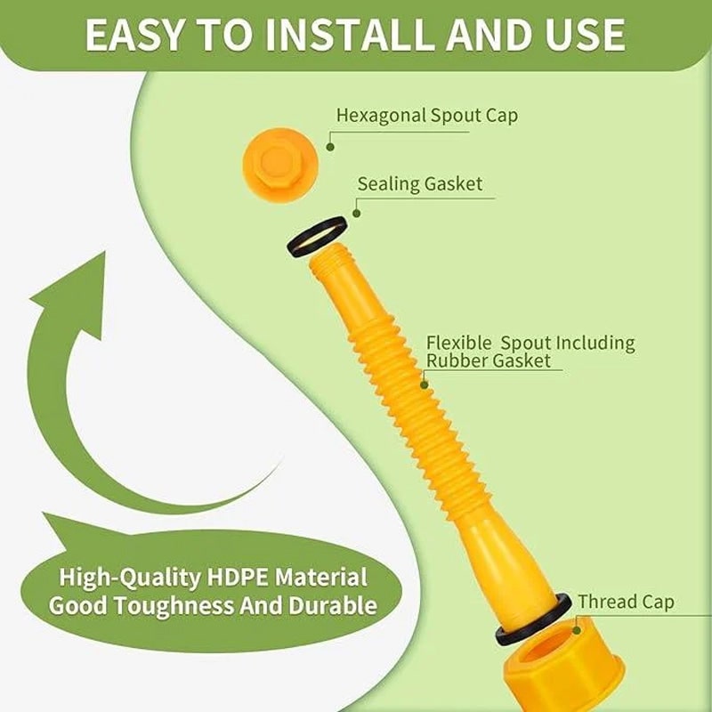 Gas Can Spout and Nozzle Replacement Kit with Flexible Design and Leak-Proof Gaskets