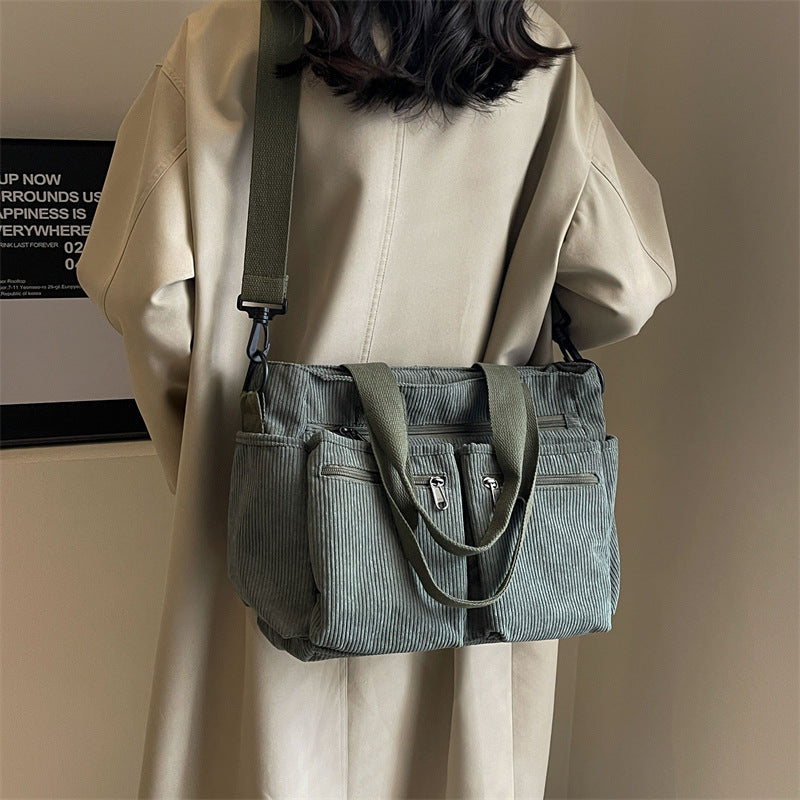 Trendy Corduroy Shoulder Bag – VelvetVogue