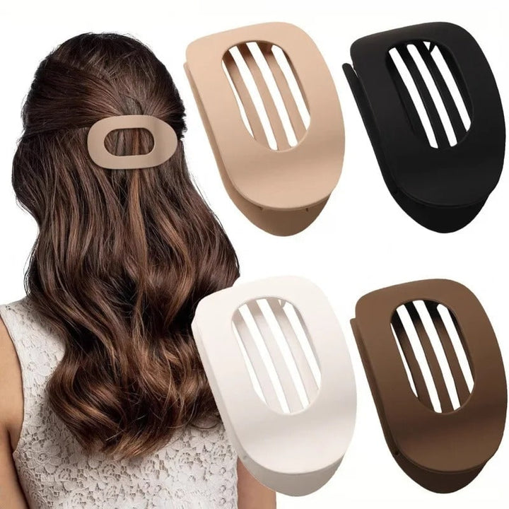 Hair Claw Clip with Flat Back and Oval Cutout for Buns and Half-Up Styling