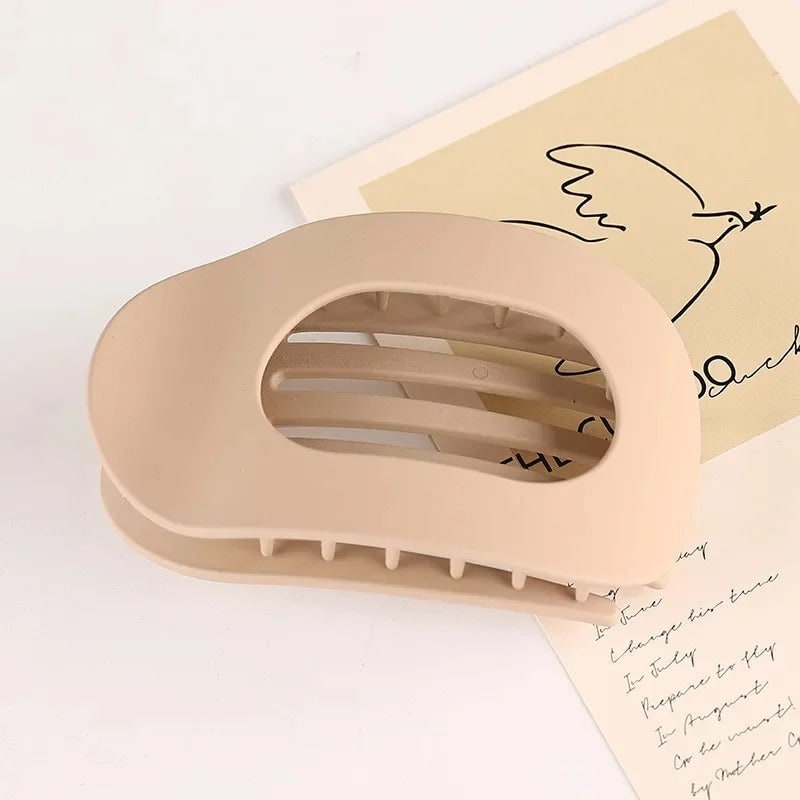 Hair Claw Clip with Flat Back and Oval Cutout for Buns and Half-Up Styling