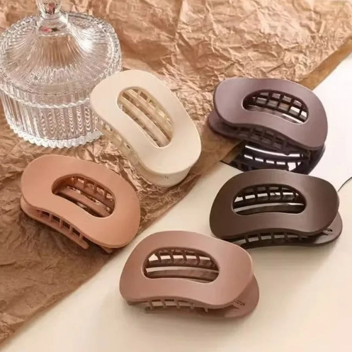 Hair Claw Clip with Flat Back and Oval Cutout for Buns and Half-Up Styling