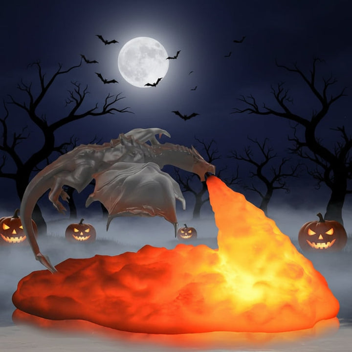 Halloween 3D Printed Dragon Night Light with USB Rechargeable LED Fire Glow
