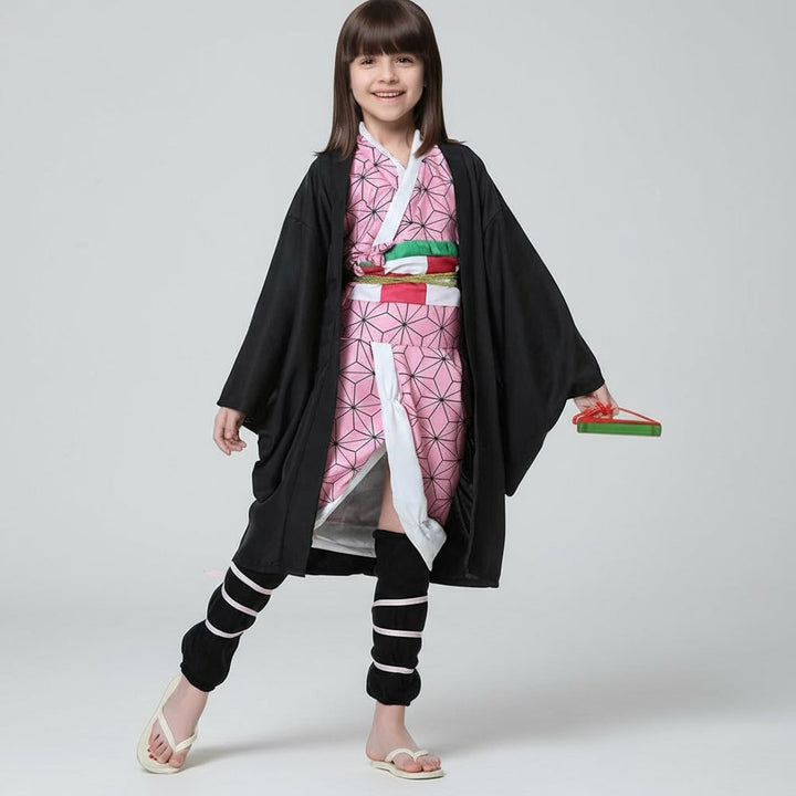 Halloween Anime Cosplay Costume and Outfits with Haori Jacket Checkered Pattern