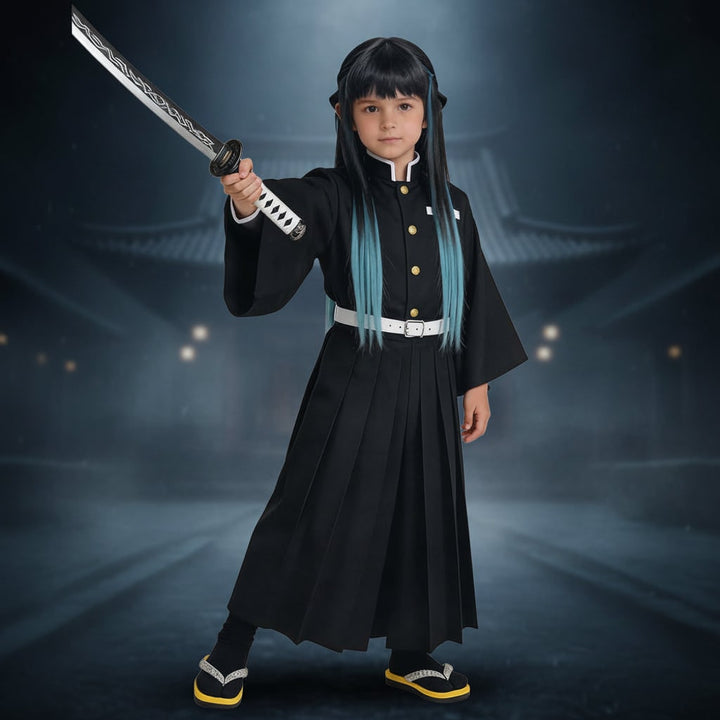 Halloween Anime Cosplay Costume and Outfits with High Collar Wide Sleeves Samurai Style