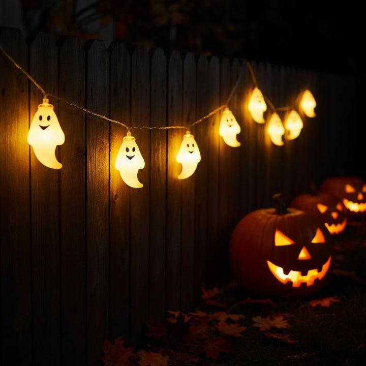 Halloween Ghost String Lights Battery Operated LED Outdoor Decoration for Patio and Yard Party
