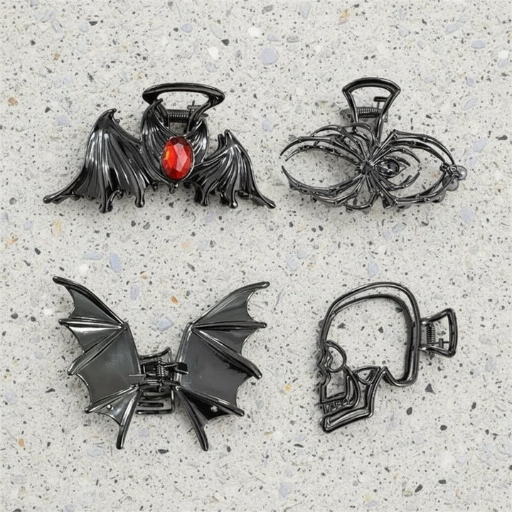 Halloween Metal Claw Clips with Spooky Spider, Bat and Skeleton Designs, Decorative Hair Clips
