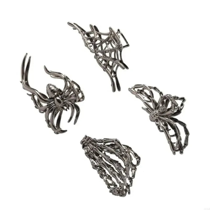 Halloween Metal Claw Clips with Spooky Spider, Bat and Skeleton Designs, Decorative Hair Clips