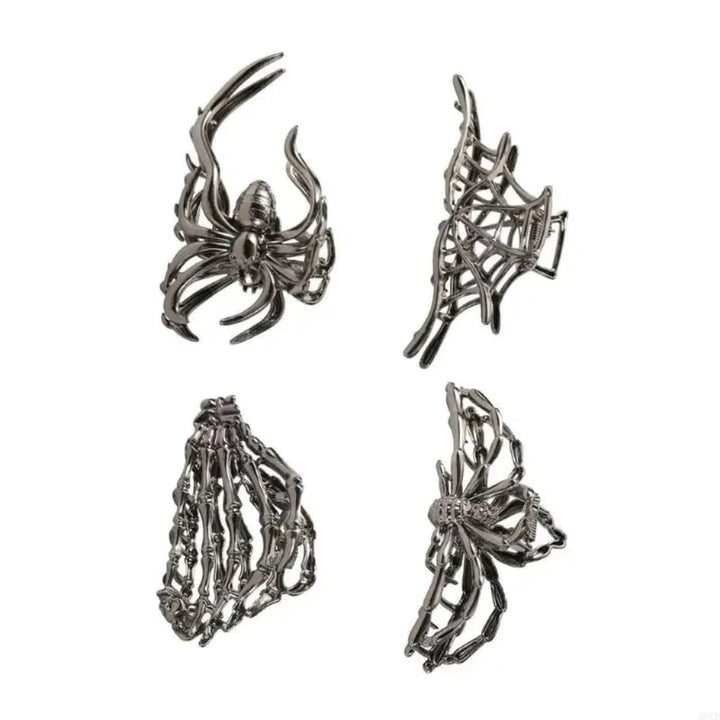 Halloween Metal Claw Clips with Spooky Spider, Bat and Skeleton Designs, Decorative Hair Clips