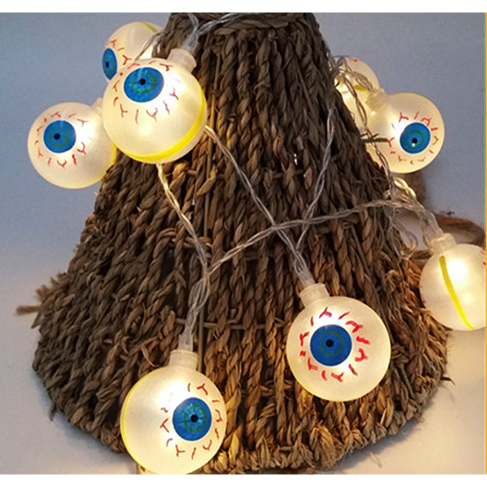 Halloween Outdoor String Lights LED Battery Operated with Pumpkin Ghost Bat Skull Eyeball Covers 10 Bulbs
