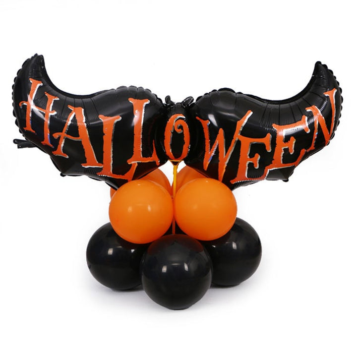 Halloween Party Balloons with Foil Letter Bat Pumpkin and Spider Decorations Kit