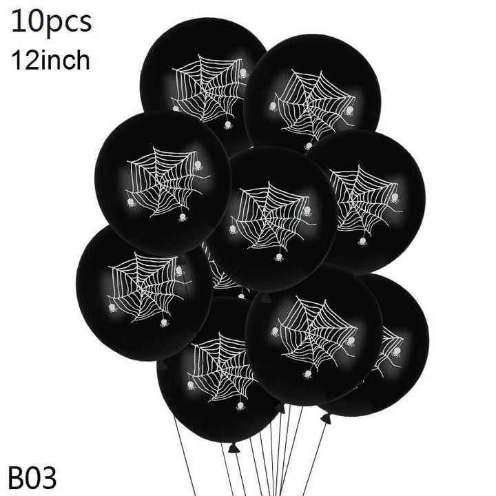 Halloween Party Balloons with Spooky Printed Designs and Latex Construction for Decoration