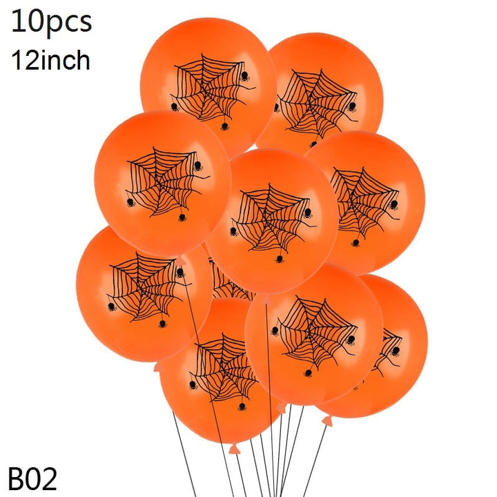 Halloween Party Balloons with Spooky Printed Designs and Latex Construction for Decoration