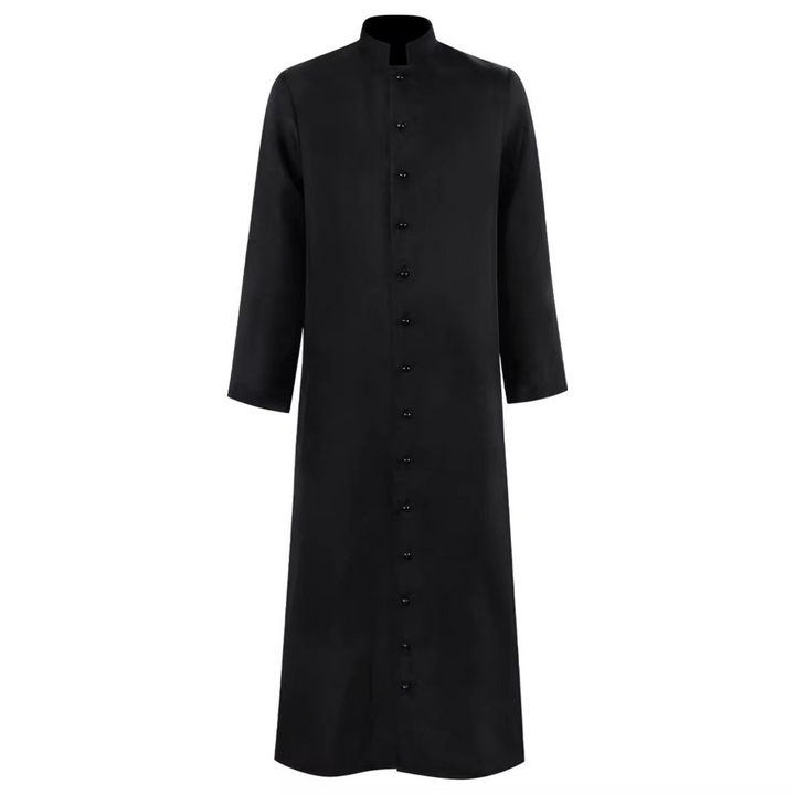 Halloween Priest Costume Cassock Robe with Button Front for Clergy Outfit