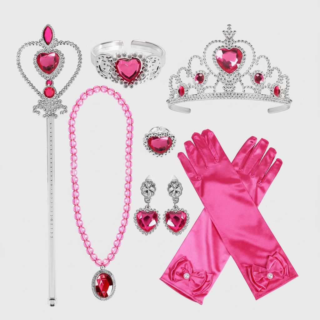 Halloween Princess Dress Up and Golden Storybook Princess Costume Accessories Set with Tiara and Gloves