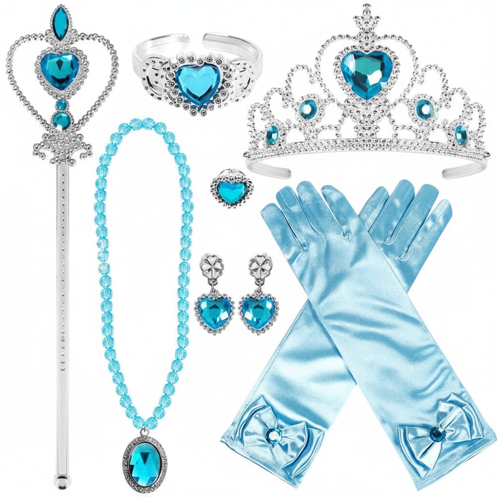 Halloween Princess Dress Up and Golden Storybook Princess Costume Accessories Set with Tiara and Gloves
