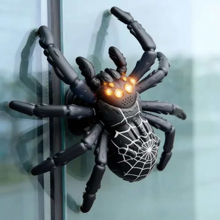 Halloween Remote Control Spider Toy with Glowing LED Eyes and Wall Climbing