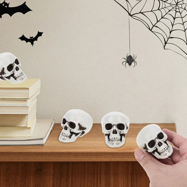 Halloween Skull Decor and Sugar Decorations Mini Plastic Party Props Set with Mesh Bag