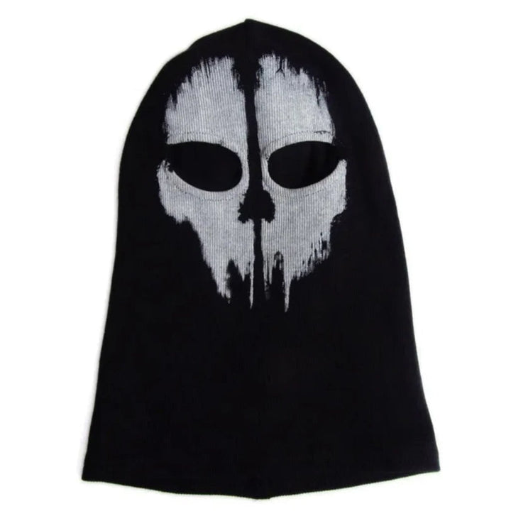 Halloween Skull Ski Mask Full Face Balaclava with Knit Black Fabric for Skiing and Winter Sports