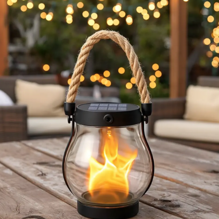 Halloween Solar Outdoor Lantern with Flickering Flame Effect for Yard Decoration