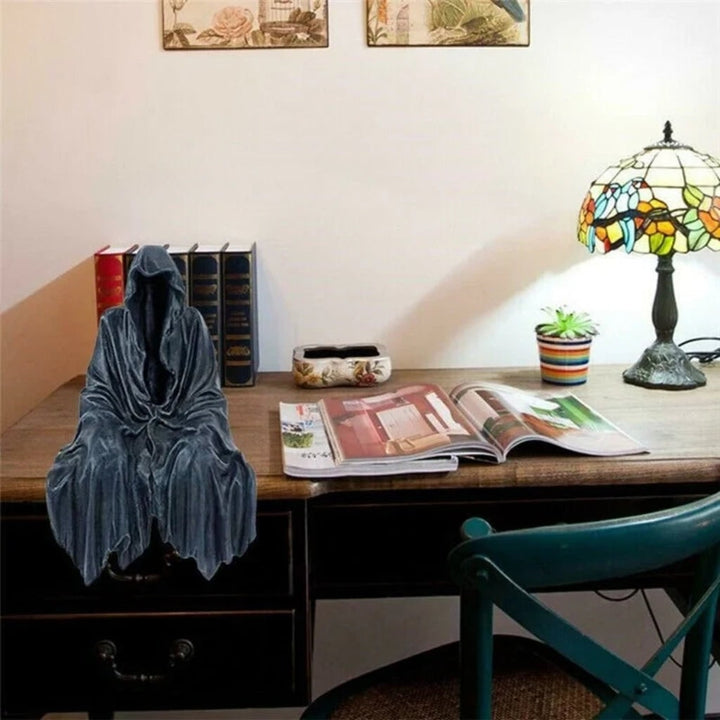 Halloween Spooky Grim Reaper Shelf Sitter Statue Resin Figurine Decoration Hooded